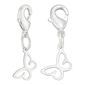 4 Stück 925 Anhänger aus Sterlingsilber, mit Messing Karabinerverschlüsse, Schmetterling