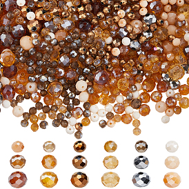 1050 шт. 18 стили гальванических прозрачных стеклянных бусин, полное покрытие, граненые, рондель