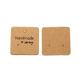 Бумажные карты дисплея серьги, квадрат со словом ручной работы с любовью