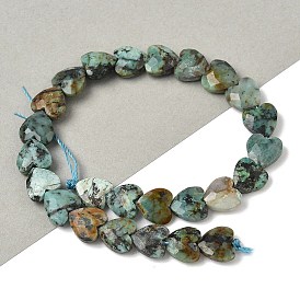 Бусы натуральная африканская бирюза (яшма), сердце, граненые