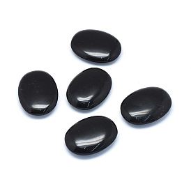 Natural Obsidian Oval Palm Stone, Reiki Healing Pocket Stone for Anxiety Stress Relief Therapy