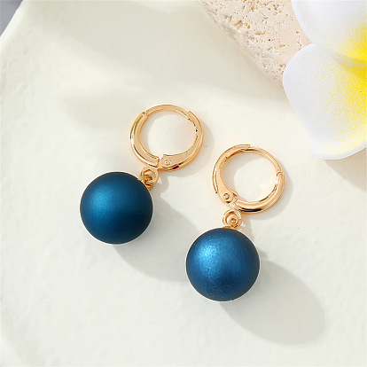 European Jewelry: Matte Ball Fairy Earings with Pearl Pendant - Elegant and Unique