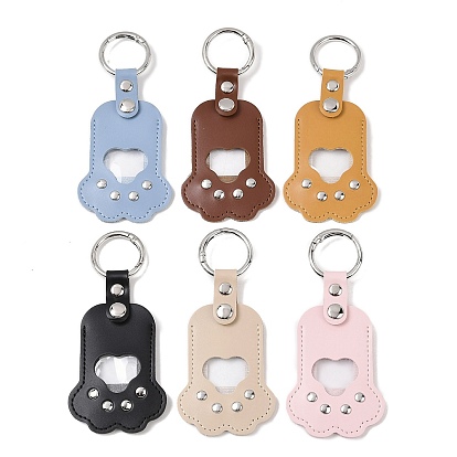 Брелки из искусственной кожи с отпечатками лап, литыми кольцами, платина