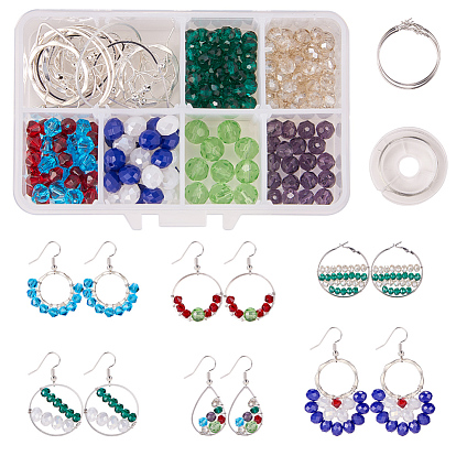 SUNNYCLUE DIY Earring Making, with Brass Linking Rings, Copper Wire, Glass Beads and Brass Earring Hooks
