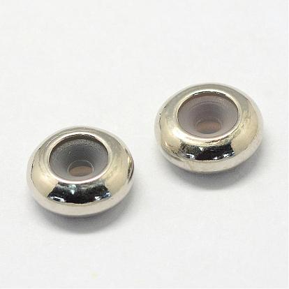 Alloy Beads, with Rubber Inside, Slider Beads, Rondelle
