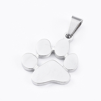 Pendentifs en acier inoxydable, empreintes de pattes de chien