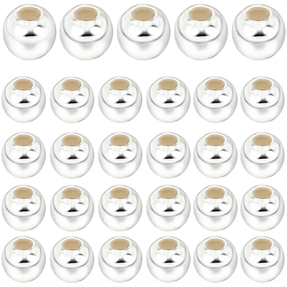 200 шт. 925 бусины из стерлингового серебра, бесшовные круглые бусины