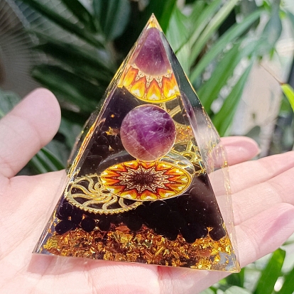 Resin Orgone Pyramid, for Stress Reduce Healing Meditation Attract Wealth Lucky Room Decor