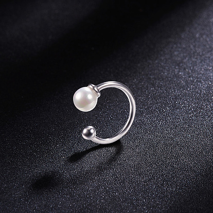 SHEGRACE Trendy 925 Sterling Silver Ear Cuff, with Shell Pearl, 4.5mm