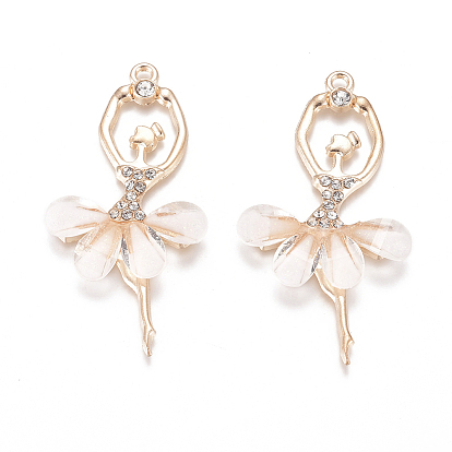 20большие подвески из сплава, подвески-балерины с граненой смолой и хрустальными стразами, золотые