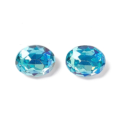 K9 Glass Rhinestone Cabochons, Pointed Back & Back Plated, Oval