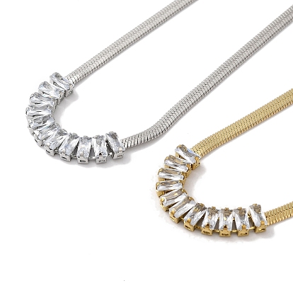 304 из нержавеющей стали цепи змея ожерелья, стеклянные прямоугольные ожерелья с подвесками