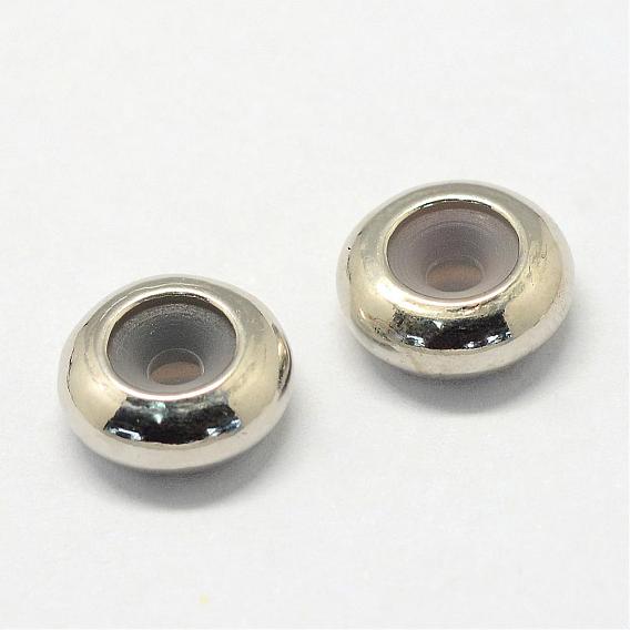 Alloy Beads, with Rubber Inside, Slider Beads, Rondelle