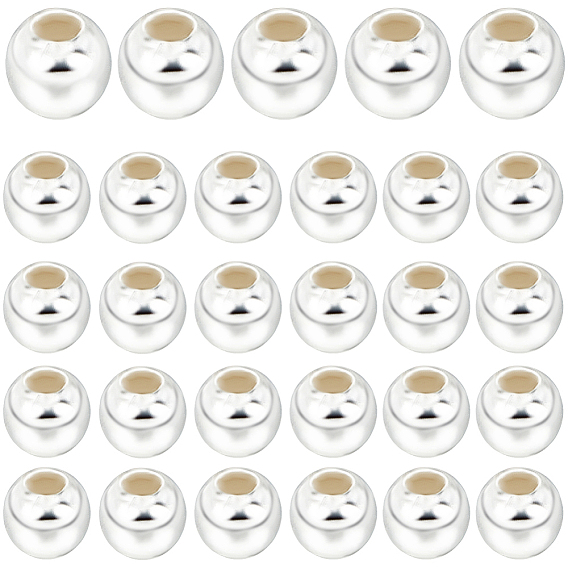 200 шт. 925 бусины из стерлингового серебра, бесшовные круглые бусины