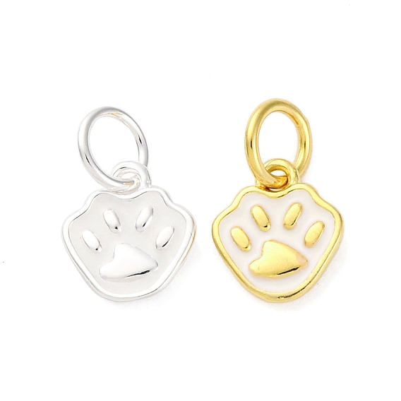 925 подвески из стерлингового серебра с белой эмалью и отпечатками лап, с перемычками и 925 штампом