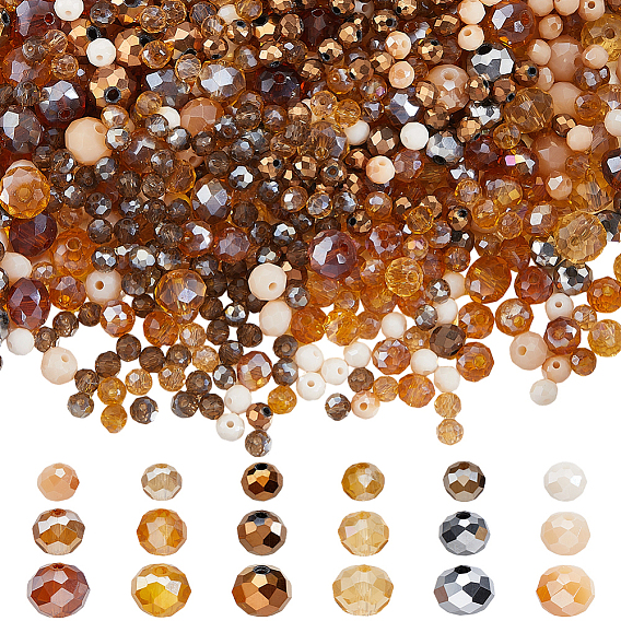 1050 шт. 18 стили гальванических прозрачных стеклянных бусин, полное покрытие, граненые, рондель
