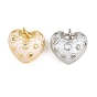 Brass Micro Pave Clear Cubic Zirconia Charms, with Enamel, Heart Charms