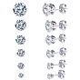Conjunto minimalista de 6 pares de aretes con circonitas en acero inoxidable