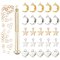 PandaHall Elite DIY 100Pcs Nail Art Dangle Charm Decoration, Including Iron Manual Punch Tools, Zinc Alloy Pendants and 304 Stainless Steel Jump Rings