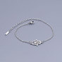 201 Stainless Steel Link Bracelets, with Lobster Claw Clasps, Hamsa Hand