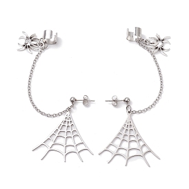 304 Stainless Steel Stud Earrings, Spider Web