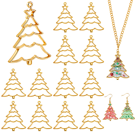 20Подвески из цинкового сплава с открытой задней панелью, для diy уф смолы, эпоксидная смола, Прессованные цветочные украшения, долговечный, рождественская елка