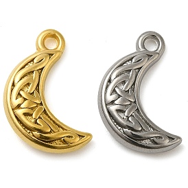 Ion Plating(IP) 304 Stainless Steel Pendants, Moon with Knot Charm