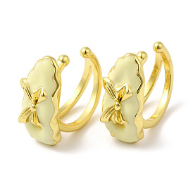 Enamel Bowknot Cuff Earrings, Rack Plating Brass Jewelry for Women, Cadmium Free & Lead Free