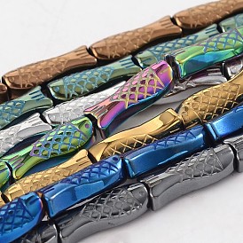 FishElectroplated Non-magnetic Synthetic Hematite Bead Strands, 16x6x5mm, Hole: 1mm, about 26pcs/strand, 15.7 inch