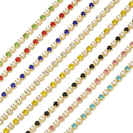 Латунь чашка цепи, без кадмия и без свинца, со стеклом и АБС-пластиком с имитацией жемчуга, золотые, пайки, с катушкой