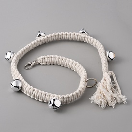 Brass Dog Doorbells, Cotton Braided Tassel Bell Pendant Decoration, with Lobster Claw Clasp & Key Ring, for Training Pet