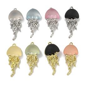 Rack Plating Alloy Pendants, with Glass, Lead Free & Cadmium Free & Nickel Free, Jellyfish Charms