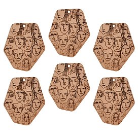 Pendentifs acryliques pandahall élite, 3 j imprimé, polygone avec motif de visage abstrait