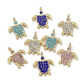 Colgantes de diamantes de imitación de aleación con revestimiento dorado, sin níquel, encanto de tortuga marina
