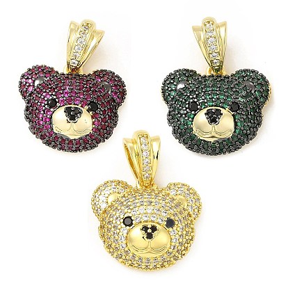 Латунные микро проложить кубического циркония подвески, без кадмия и без свинца, подвески на голову медведя, золотые