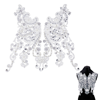 1заплатки для одежды из полиэстера, цветок, со стразами и жемчужинами из АБС-пластика