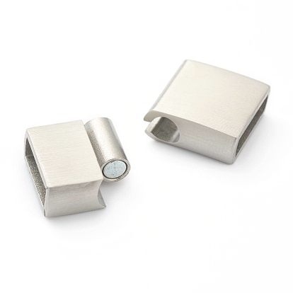 Vacuum Plating 304 Stainless Steel Magnetic Clasps with Glue-in Ends, Rectangle