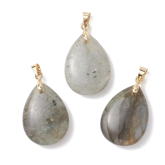 Природные подвески лабрадорита, подвески-слезинки с латунными дужками, золотые