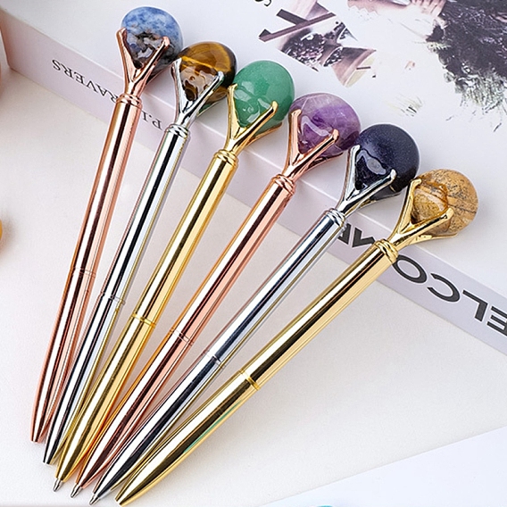 Шариковая ручка с драгоценным камнем, шариковая ручка из нержавеющей стали, офисные школьные принадлежности