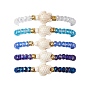 5 pcs 5 couleurs facettes rondelle verre pané bracelets extensibles, Bracelets de perles turquoise synthétiques tortue de plage pour femmes et hommes