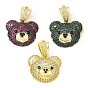 Латунные микро проложить кубического циркония подвески, без кадмия и без свинца, подвески на голову медведя, золотые