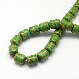 Dyed Synthetic Turquoise Column Bead Strands