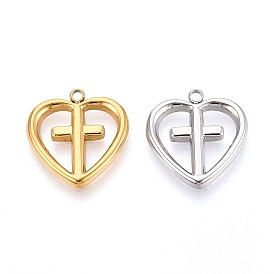 304 подвески из нержавеющей стали, крест с подвеской в виде сердца