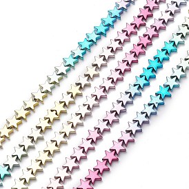 Brins de perles d'hématite synthétiques non magnétiques électrolytiques de couleur arc-en-ciel, étoiles