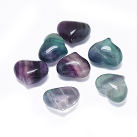 Pierre d'amour de coeur de fluorite naturelle, pierre de palme de poche pour équilibrer le reiki