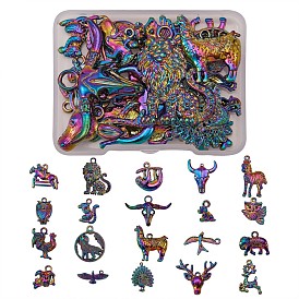 20 Pcs Animal Themed 316L Surgical Stainless Steel Pendants, Mixed Shapes