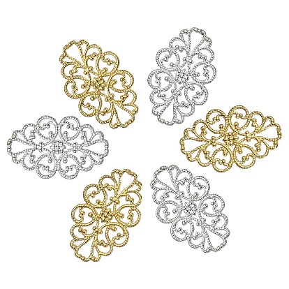 10pcs 2 couleurs menuisiers en filigrane en laiton, fleur