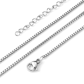 316 Surgical Stainless Steel Venetian Chain Necklaces, with Lobster Claw Clasp and Extend Chains