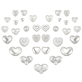 250 бусины из абс-пластика с имитацией жемчуга, сердце