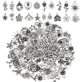 4 наборы подвесок из сплава в тибетском стиле, подсолнечник, роза, комплект подвесок из серии «лотос и цветок»